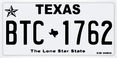 TX license plate BTC1762