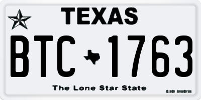 TX license plate BTC1763