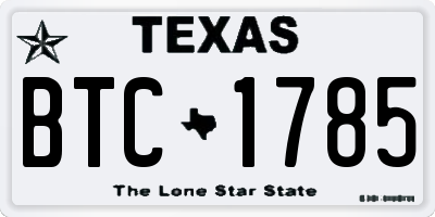 TX license plate BTC1785