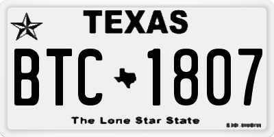 TX license plate BTC1807