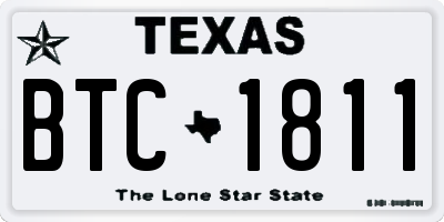TX license plate BTC1811