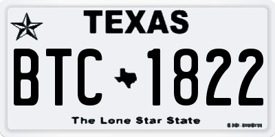 TX license plate BTC1822