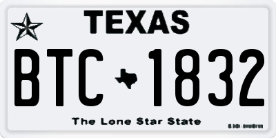 TX license plate BTC1832