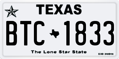 TX license plate BTC1833