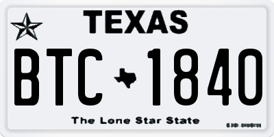 TX license plate BTC1840