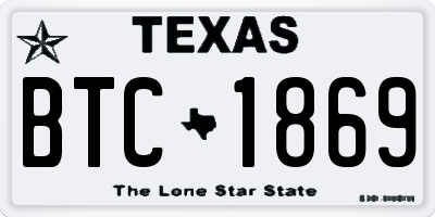 TX license plate BTC1869