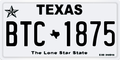 TX license plate BTC1875