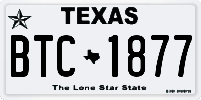 TX license plate BTC1877