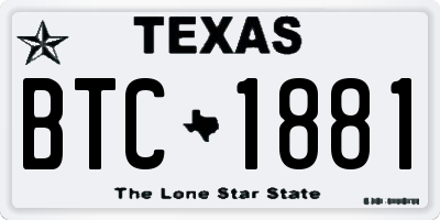 TX license plate BTC1881