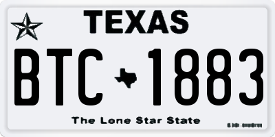 TX license plate BTC1883