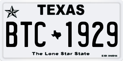 TX license plate BTC1929