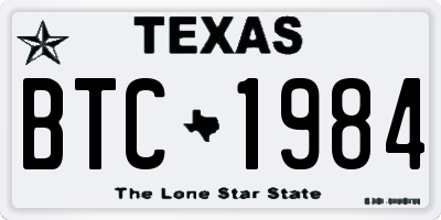 TX license plate BTC1984