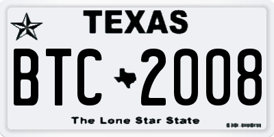 TX license plate BTC2008