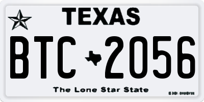 TX license plate BTC2056