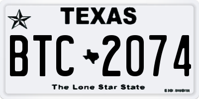 TX license plate BTC2074
