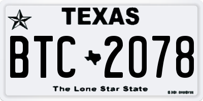 TX license plate BTC2078