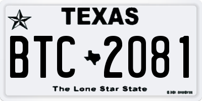 TX license plate BTC2081