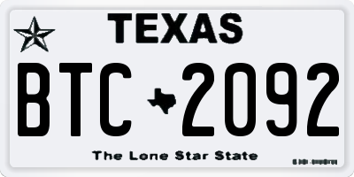 TX license plate BTC2092