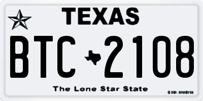 TX license plate BTC2108