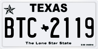 TX license plate BTC2119