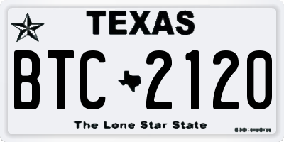 TX license plate BTC2120