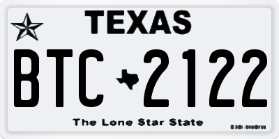 TX license plate BTC2122