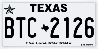 TX license plate BTC2126