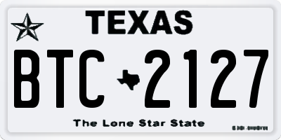 TX license plate BTC2127