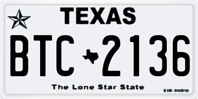 TX license plate BTC2136