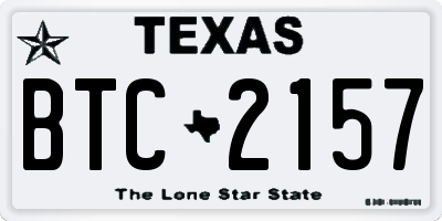 TX license plate BTC2157