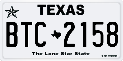 TX license plate BTC2158