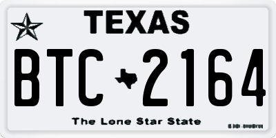 TX license plate BTC2164