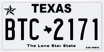 TX license plate BTC2171