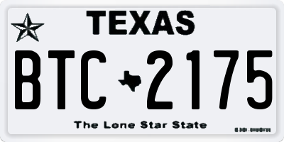 TX license plate BTC2175