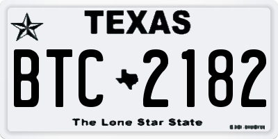 TX license plate BTC2182