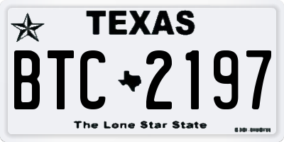 TX license plate BTC2197