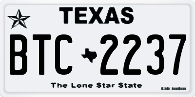 TX license plate BTC2237