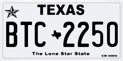 TX license plate BTC2250