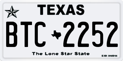 TX license plate BTC2252