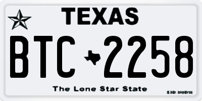TX license plate BTC2258