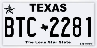 TX license plate BTC2281