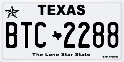 TX license plate BTC2288