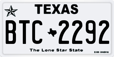 TX license plate BTC2292