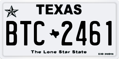 TX license plate BTC2461