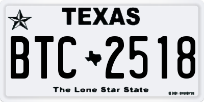 TX license plate BTC2518