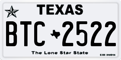 TX license plate BTC2522