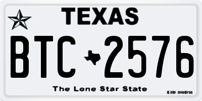 TX license plate BTC2576