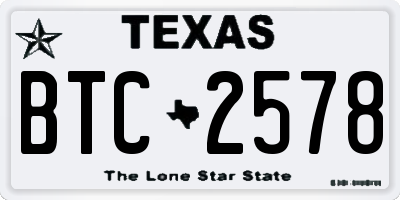 TX license plate BTC2578