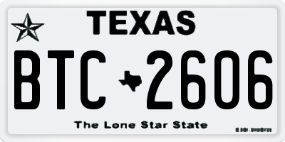 TX license plate BTC2606