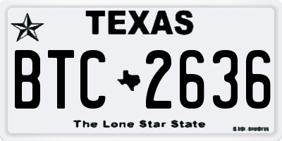 TX license plate BTC2636